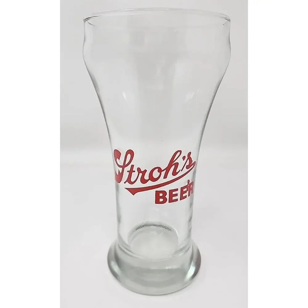 Vintage 1960's Rare Stroh's‎ Beer 8 oz Pilsner Barware Glass Red Logo U205